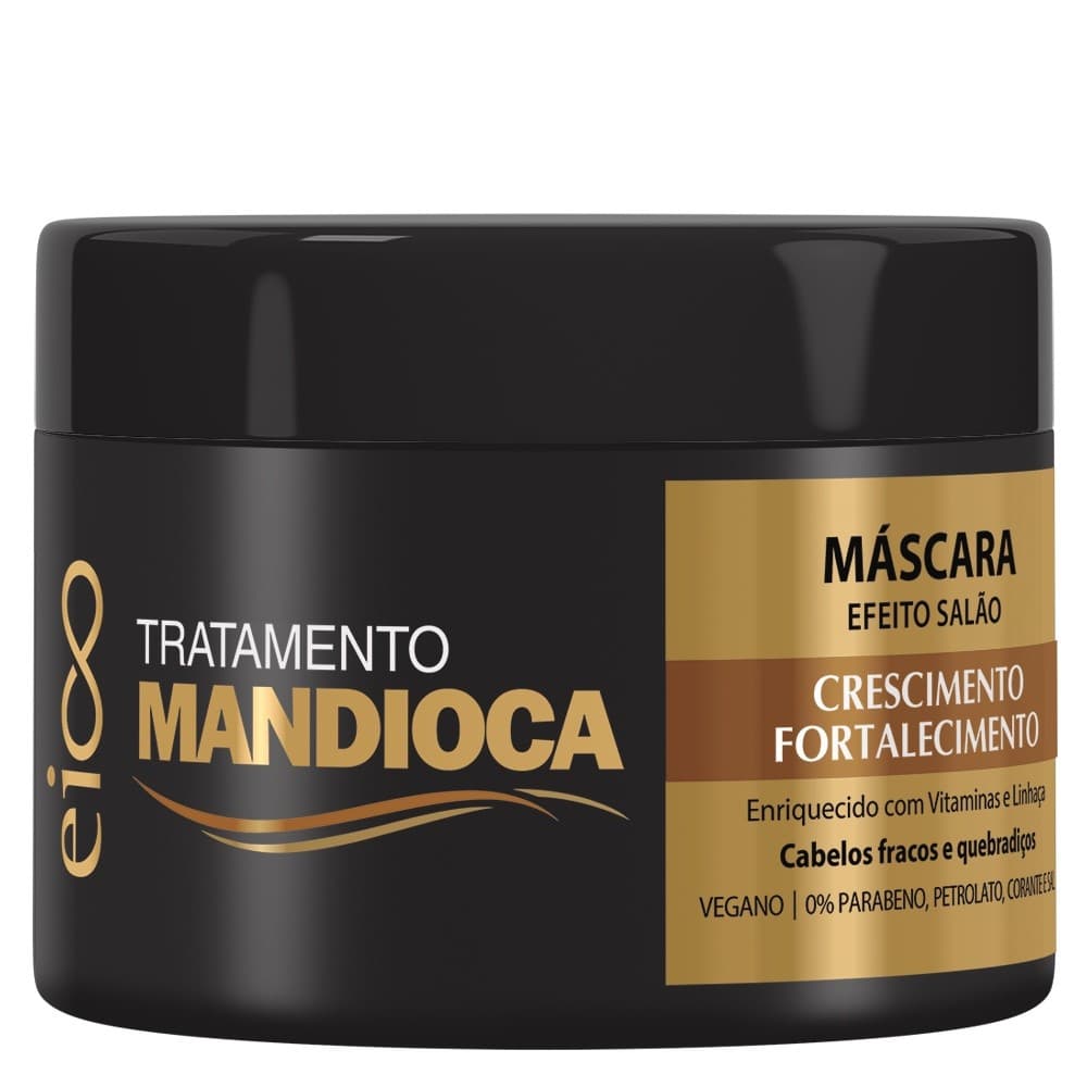 Eico Máscara Creme de Hidratação Antifrizz Tratamento Mandioca 270g Fortalecimento Crescimento Capilar Filtro Solar
