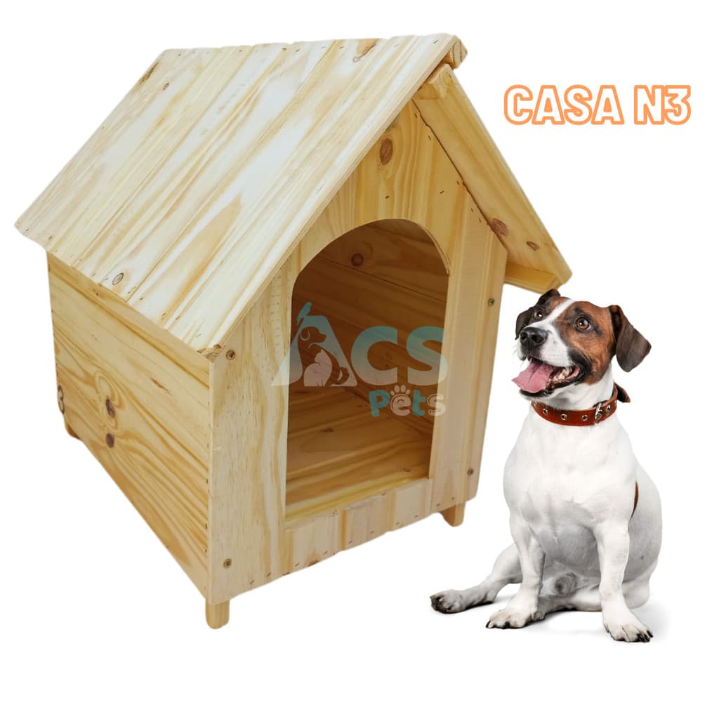 Casinha De Cachorro Casa De Madeira Pinus Para Cachorro N3