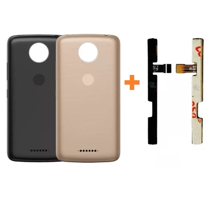 Kit Tampa Traseira + Flex Power Volume interno + Botoes Externos Compativel com Moto C Plus (Xt1726)