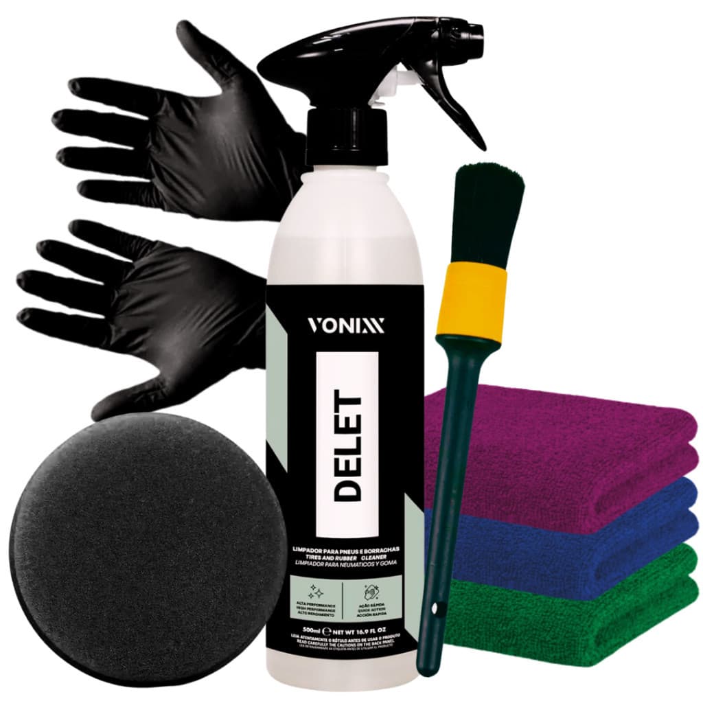Delet 500ml Limpador De Pneus Vonixx + Kit Completo E Brinde