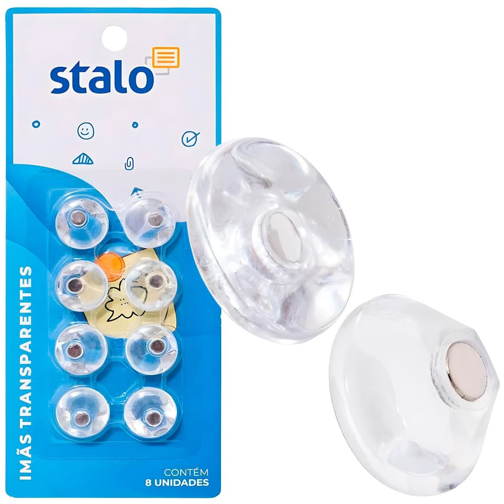 Imãs para Quadro Branco Kit 8 Unidades Magnético Stalo Mural Geladeira Transparente Escolar