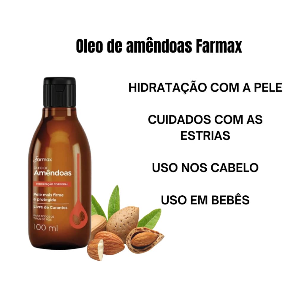 Óleo de Amêndoas  Capilar e Corporal Farmax  - 100% Natural