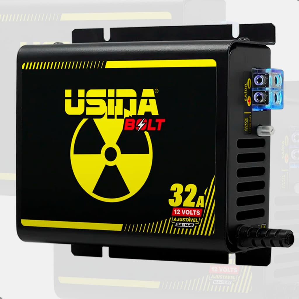 Fonte Carregadora de Bateria Usina Bolt 32A Bivolt com 375W para Som de Carro e Bateria