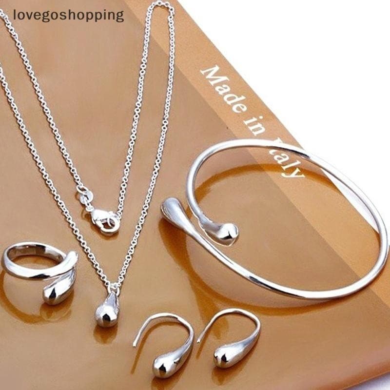 [lovego] Conjunto De Joias De Lágrima Da Moda , 4 Peças , Para Mulheres , Anel Simples , Colar , Pulseira , Brincos , Ba