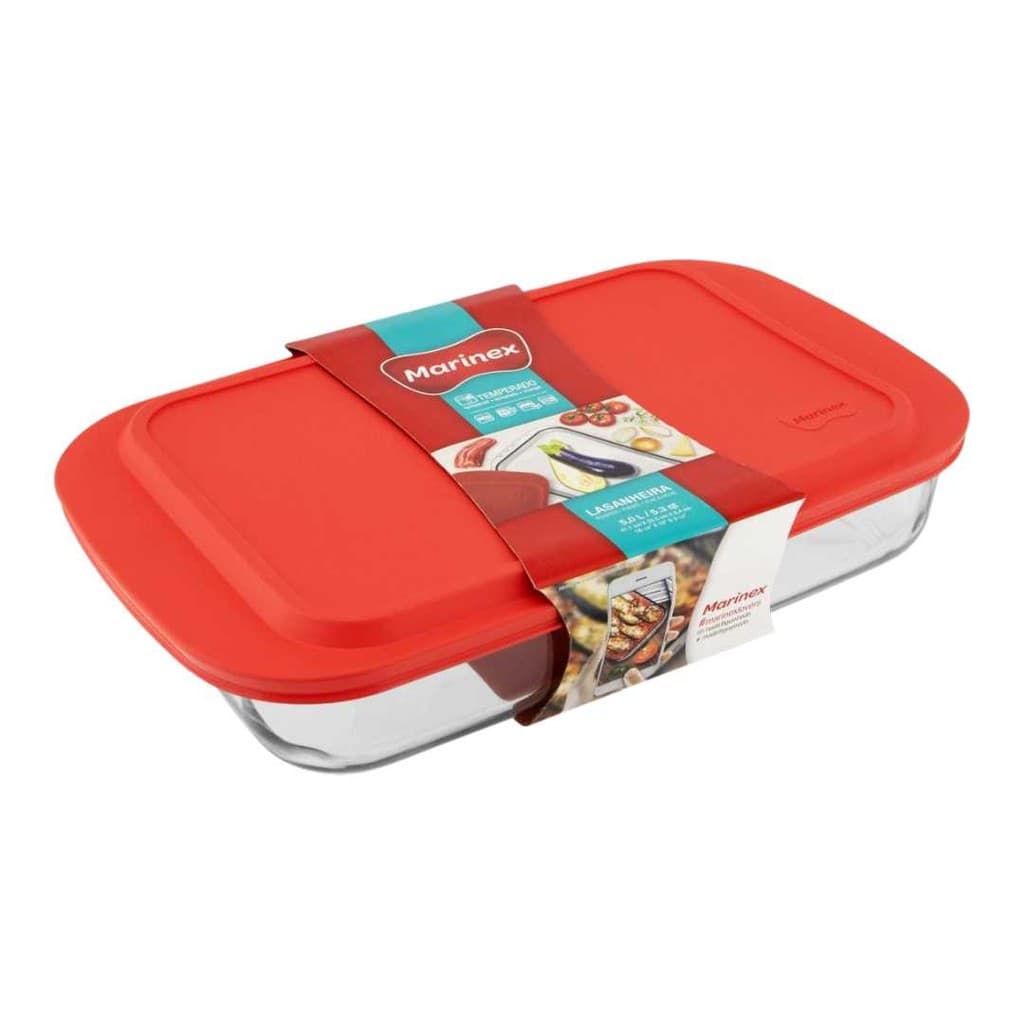 Lasanheira Retangular com Tampa 5L - Marinex