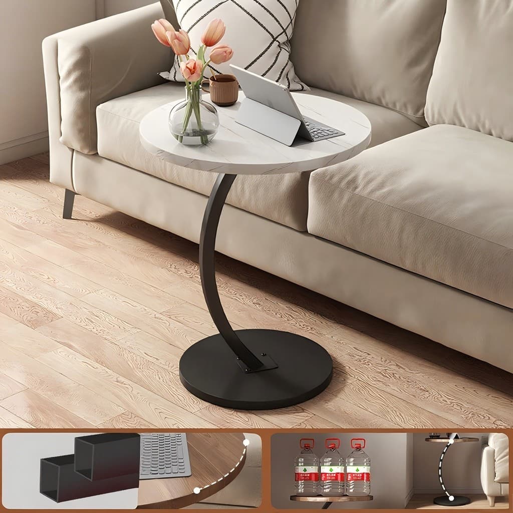 Mesa Decorativa Lateral Canto Redonda Apoio Sofá Cama Multiuso