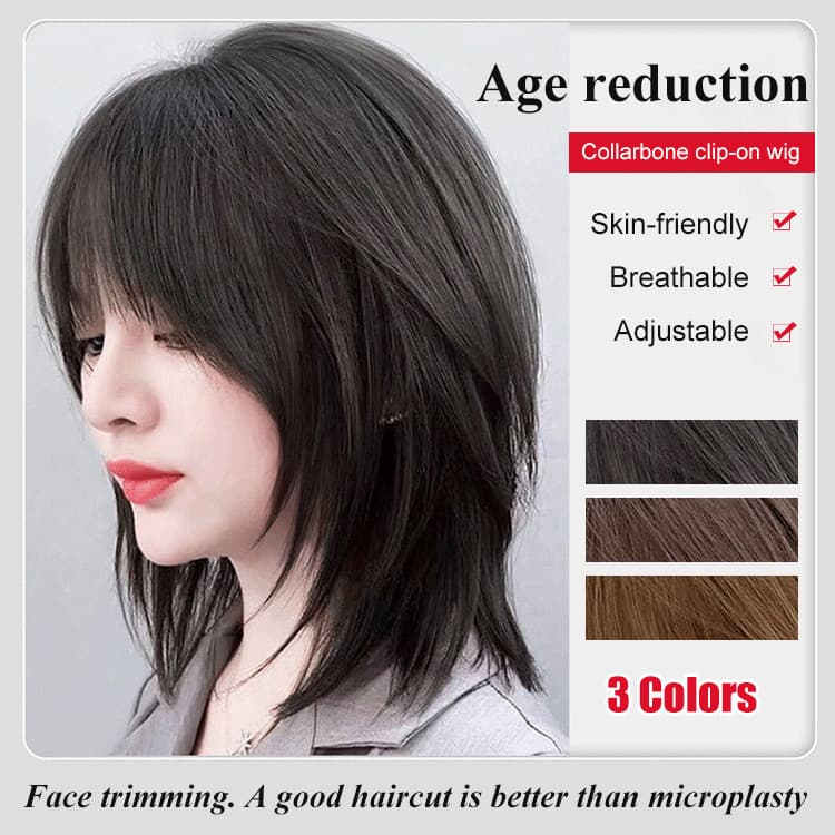 Franja De Ar Peruca Feminina Cabelo Longo Fecho Interno Clavícula Arnês De