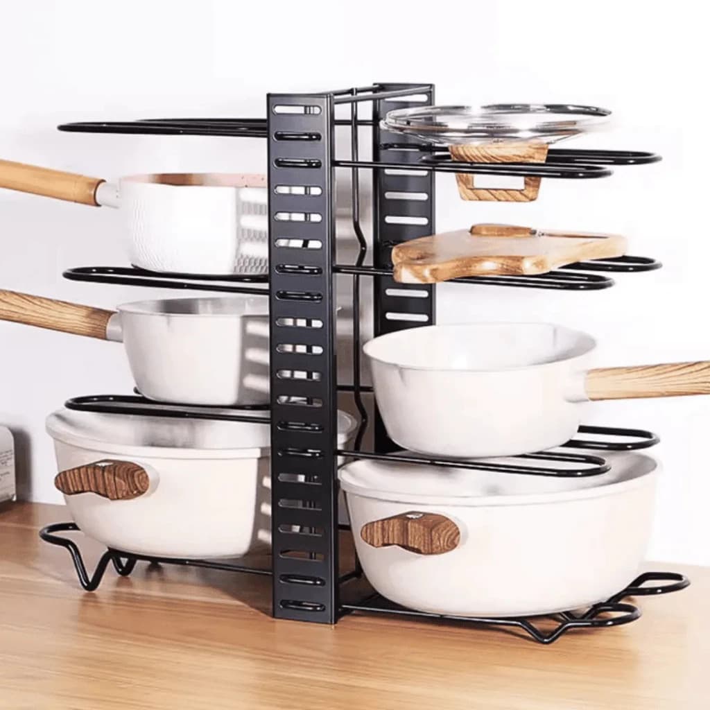 Panelas Tampa Prato Cozinha Armário Suporte Ajustável Organizador Prateleira Concha Talheres Rack