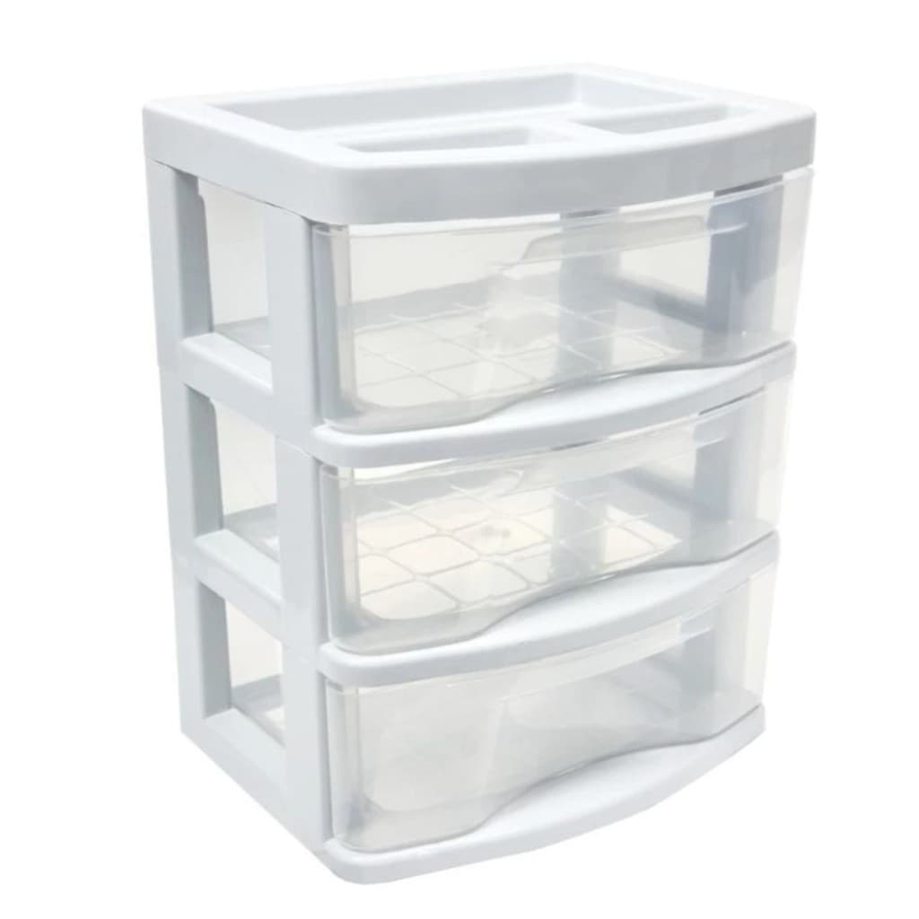 Gaveteiro De Mesa Transparente Pequeno 3 Gavetas Plástico Organizador Multiuso