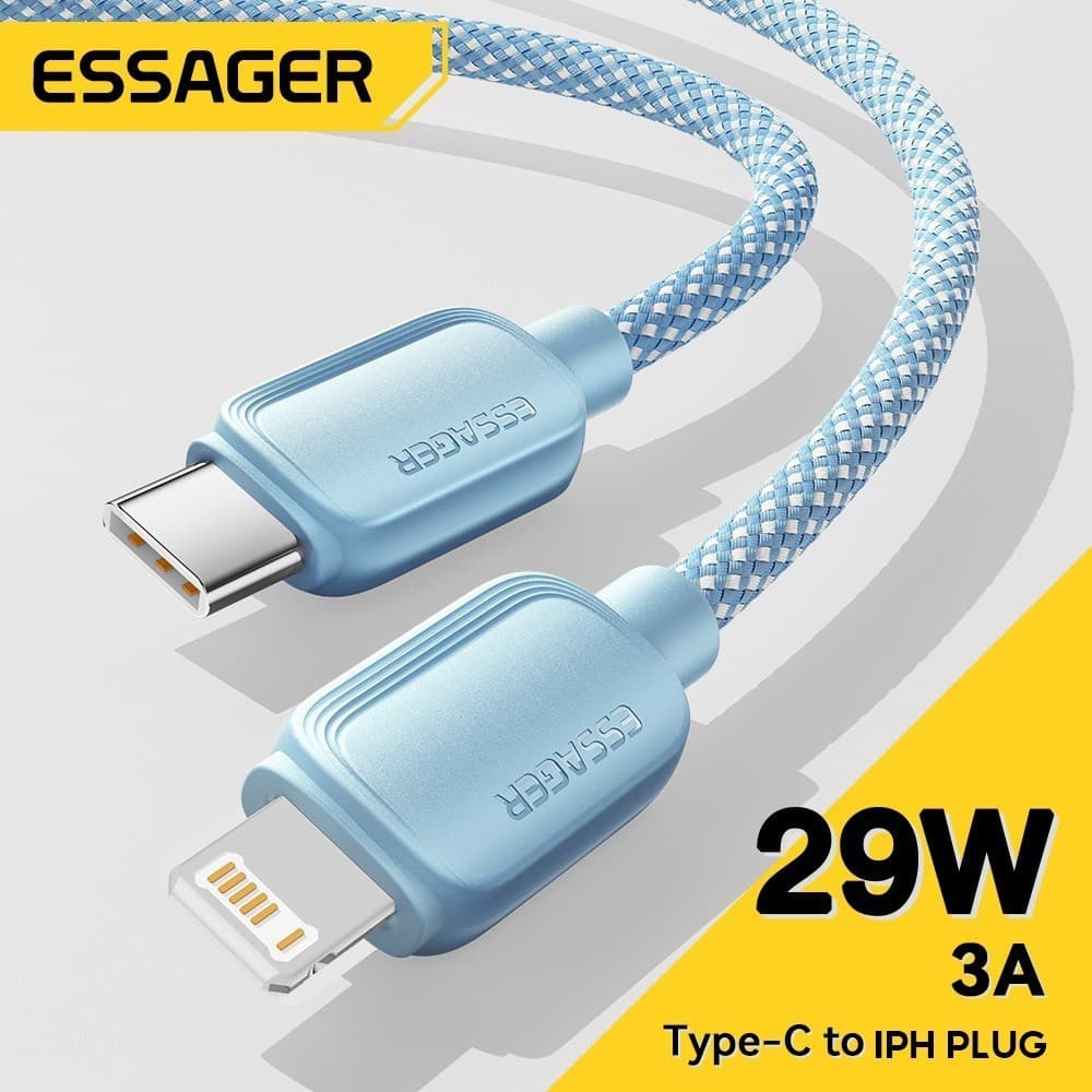 Essa Essager PD 29W Tipo C Para Cabo USBC Macaron-L 14 13 12 11 Pro Max Xs Plus Fio 27W 20W Carregamento Rápido De Dados