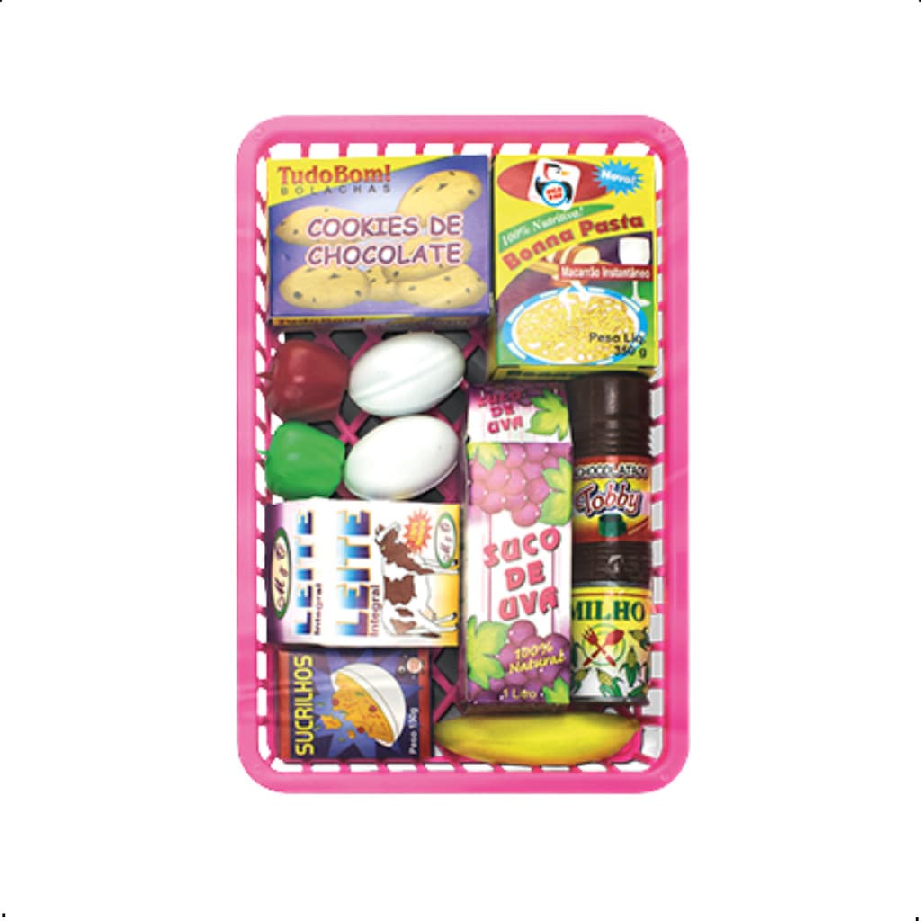 Kit cozinha infantil com cesta mini mercado e acessorios