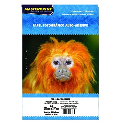 Papel Fotográfico Adesivo Masterprint Glossy A4 - 50 Folhas Celulose Papeis