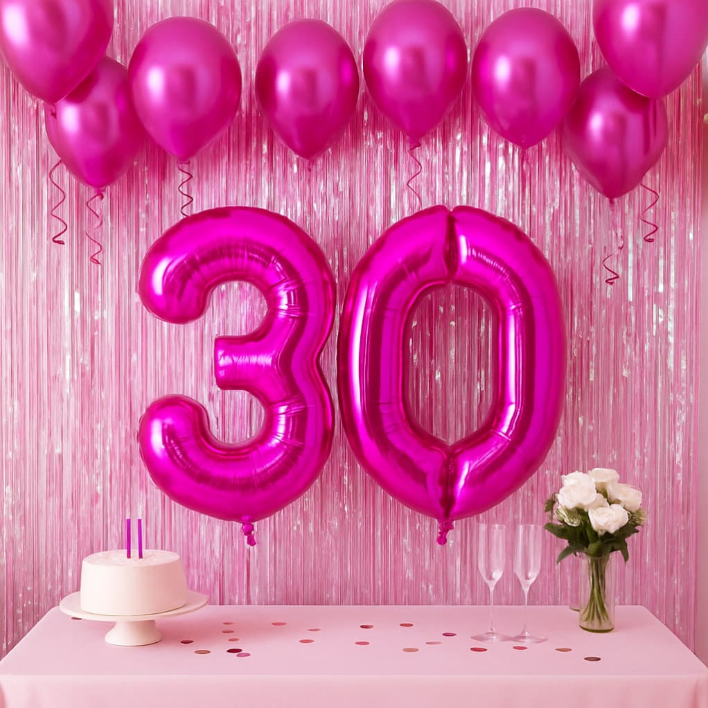 Balões Números Pink 32" Kit 2 Números – 0 a 9 – Festa Aniversário Decoração 80cm