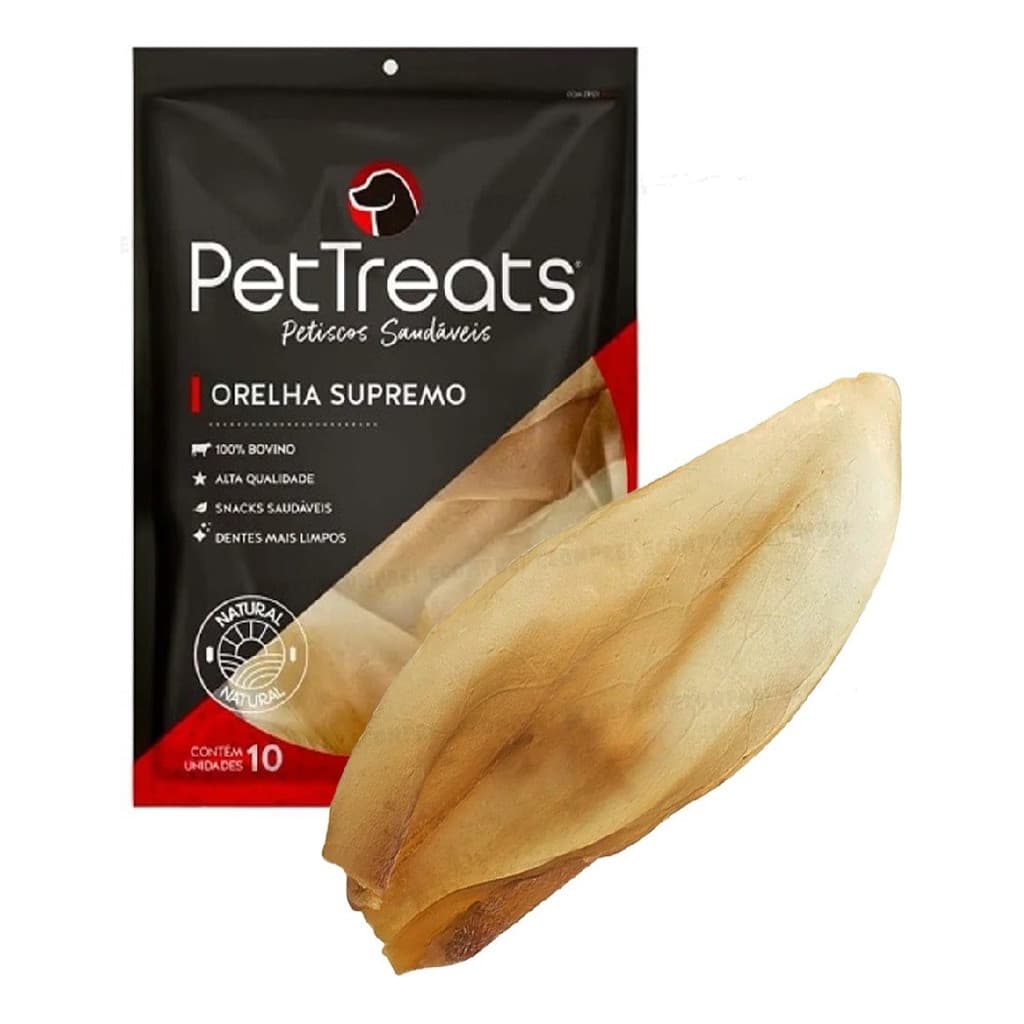 Kit 10 Orelhas Bovinas Para Cães Pettreats Antistress