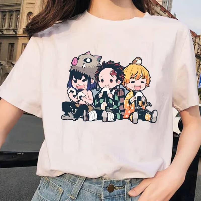 Camiseta Anime Hashibira Inosuke Kamado Tanjirou Agatsuma Zenitsu Impressão Dos Desenhos Animados Camiseta Verão Legal