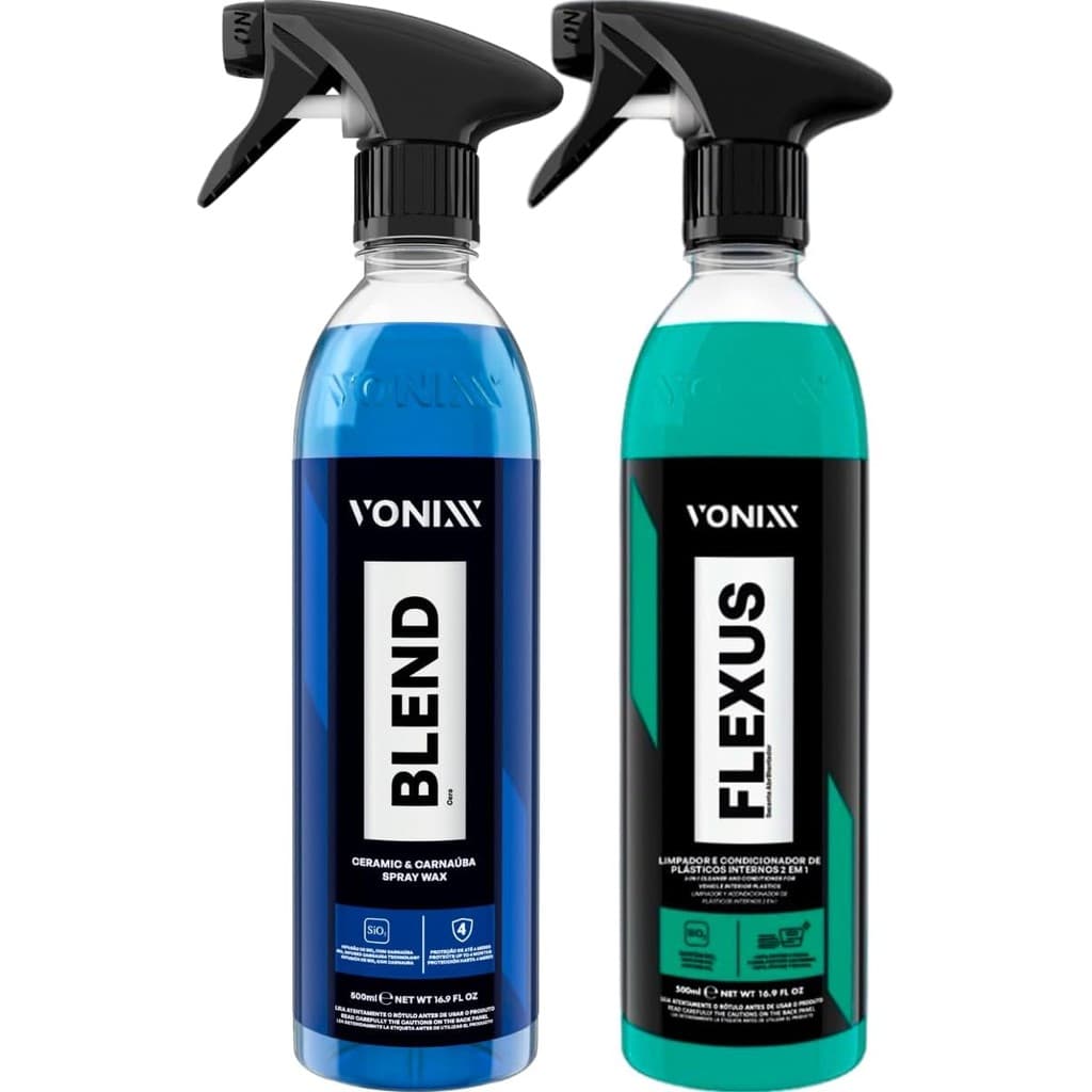 kit FLEXUS 500ML Vonixx Limpa Revitaliza Plástico Painel 2 Em 1