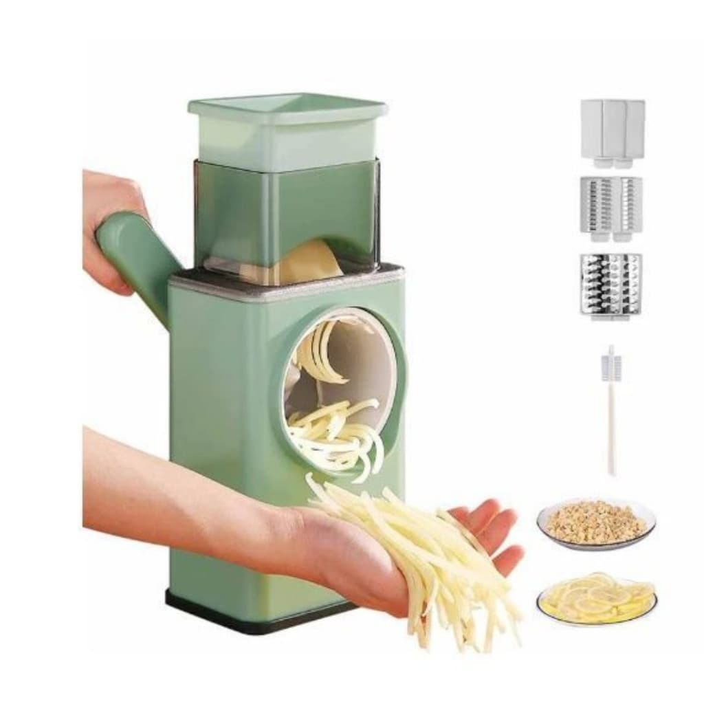 Ralador de Queijo Fatiador Legumes Cortador Vegetais Manual 3 em 1 Multiuso Cozinha Giratorio Manivela