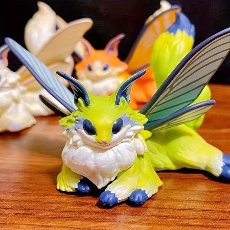 Kawaii Figura Borboleta Gato Bicho Da Seda Traça Estatueta Montagem Brinquedos Ornamento Dos Desenhos Animados Pvc Ação