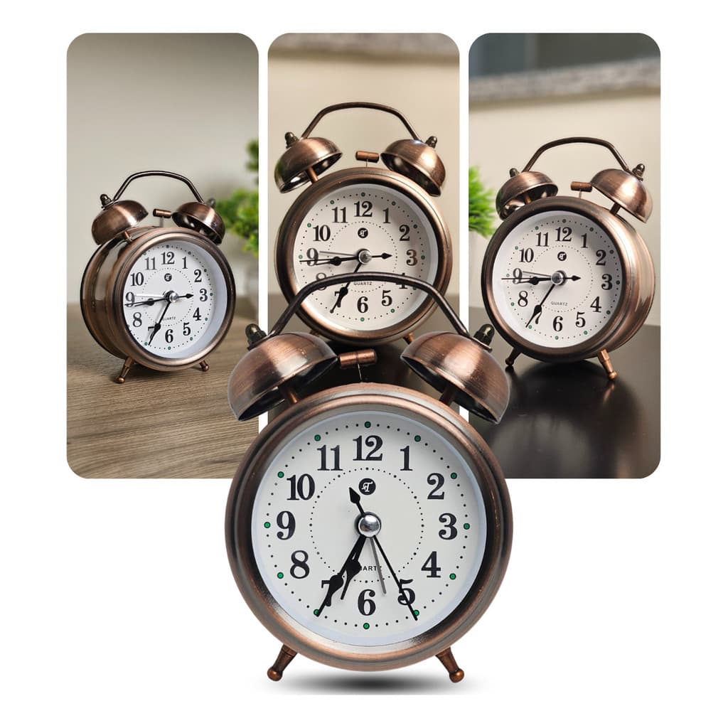 Relógio Despertador Antigo Retro Alarme De Sino Cabeceira