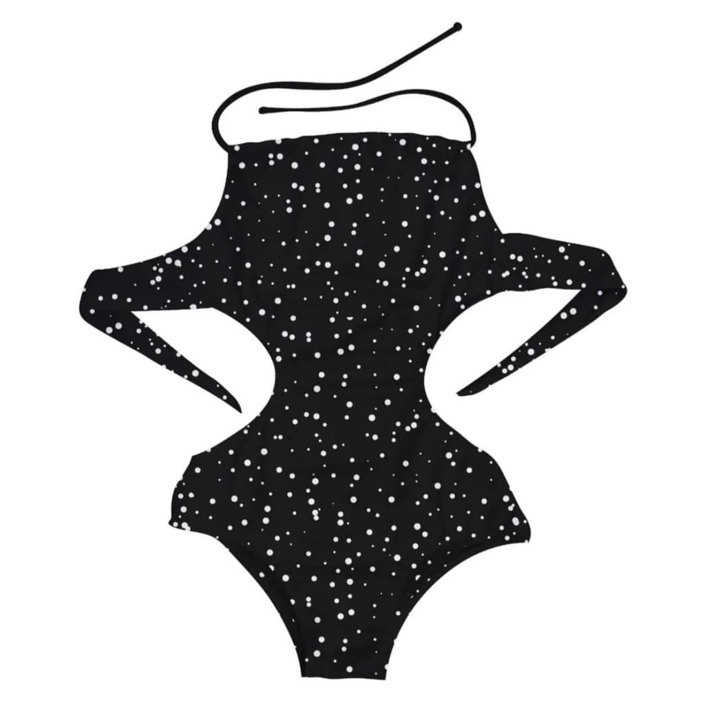 Maiô Biquíni Infantil Preto com Bolinhas Brancas Proteção Solar UV 50 Plus Praia Piscina Verão Nataçaõ