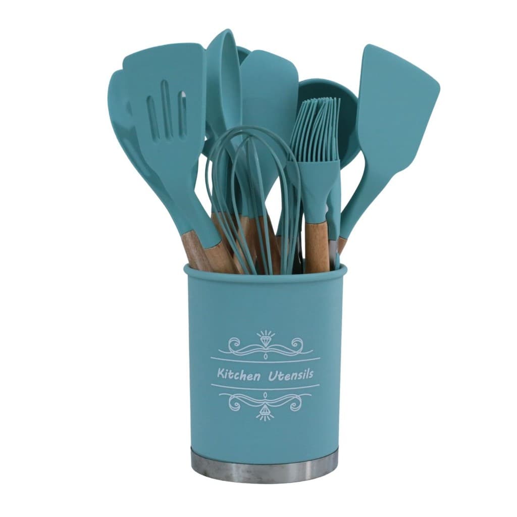 Conjunto Utensílios Silicone 12 peças Verde