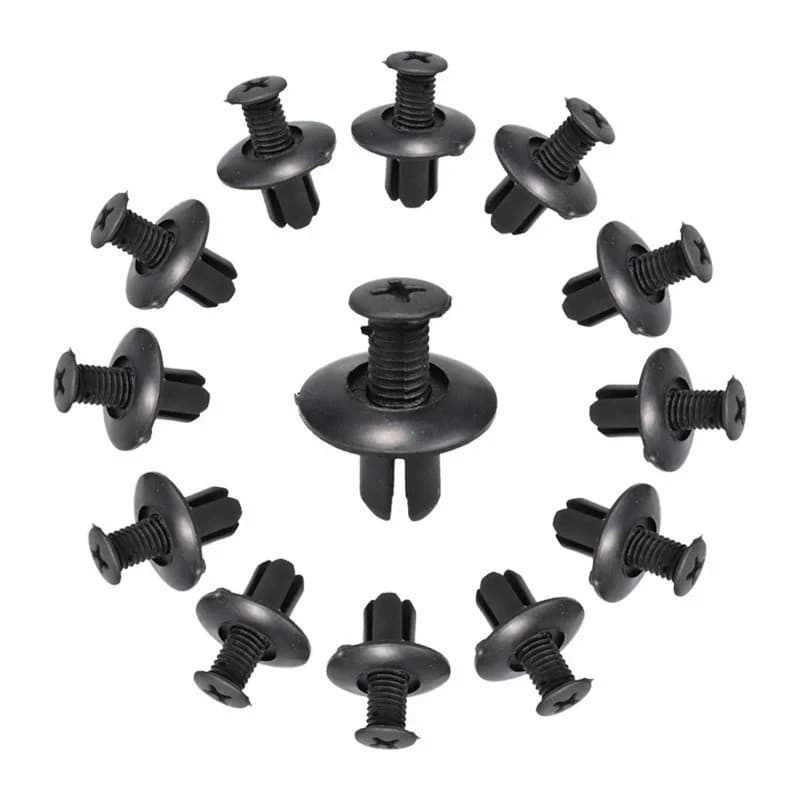 Kit 100 Pçs Fixadores Presilha Parafuso Plástico Automotivo