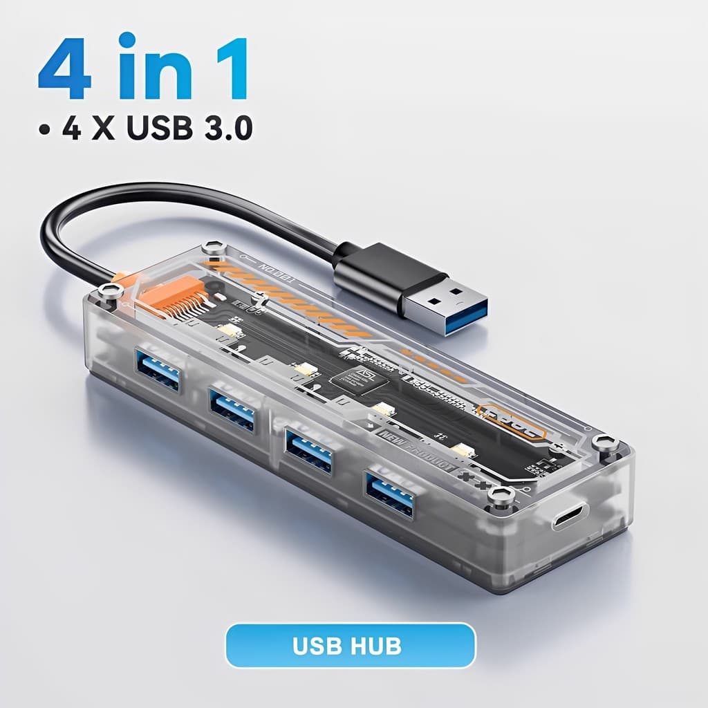 Hub USB 3.0 USB 2.0 e USB 1.1 6/5 em 1 Transparente HDMI/VGA/RJ45/Leitor SD/PD 4K Docking Station Adaptador Macbook