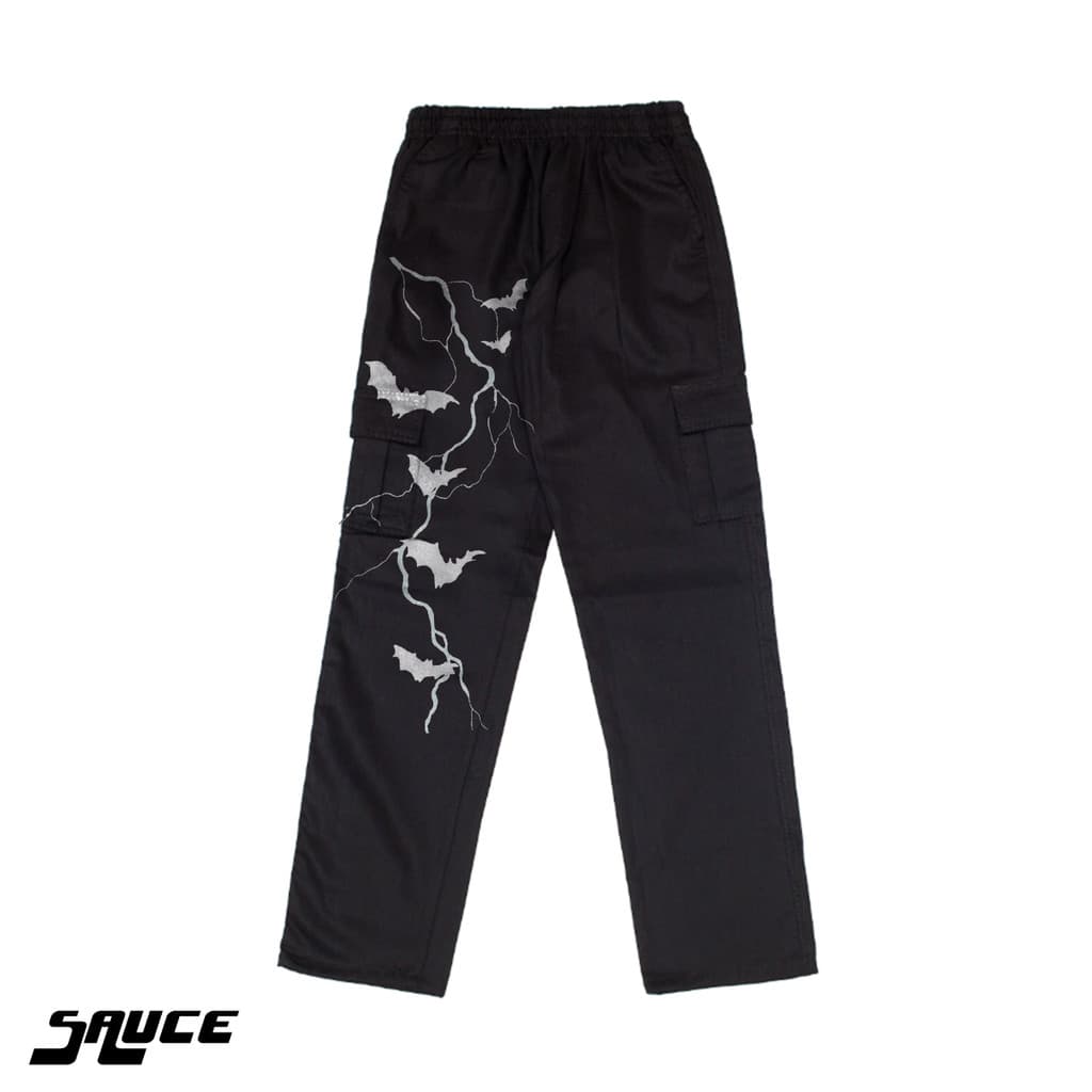 Calça Cargo Raio E 
Morcegos Sarja Streetwear Unisex