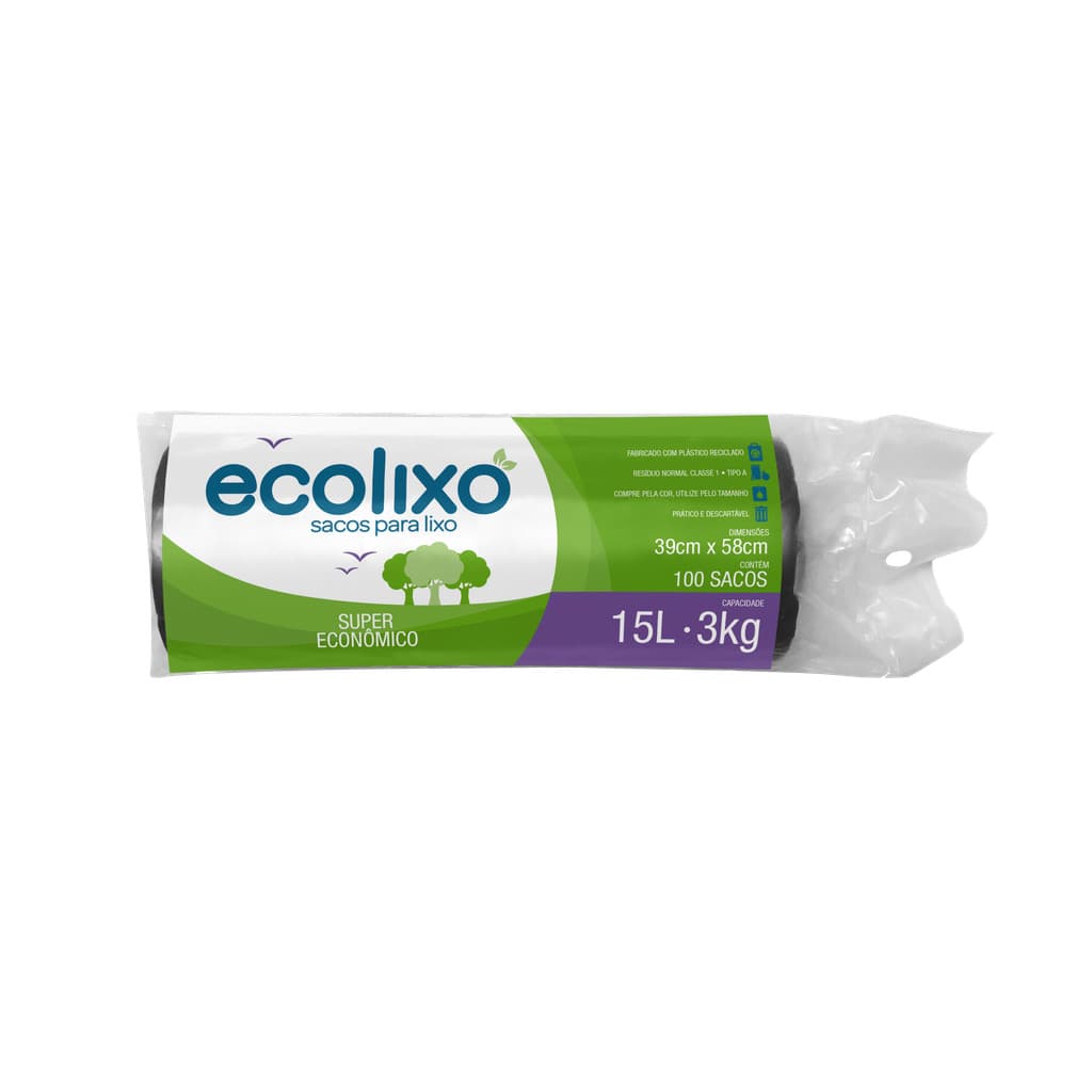 SACO DE LIXO 15L PRETO C/100 - SUPER ECONOMICO