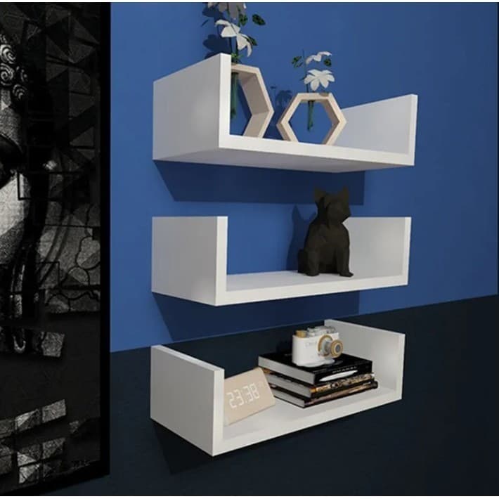Promoção 3 Prateleira Nichos U 50x15 Mdf 15mm Branco