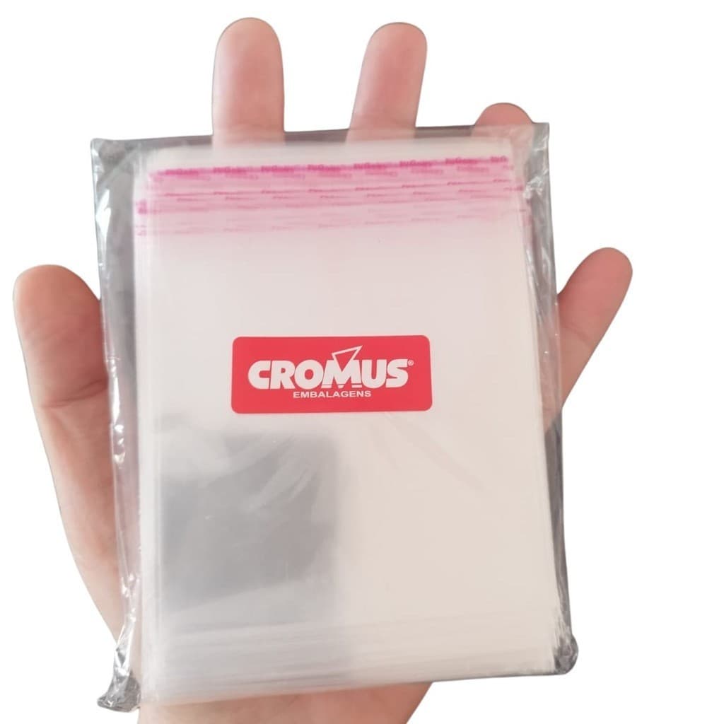 Saquinho plastico transparente para Semijoias 8x8+aba adesiva com fecho adesivado 100un Cromus