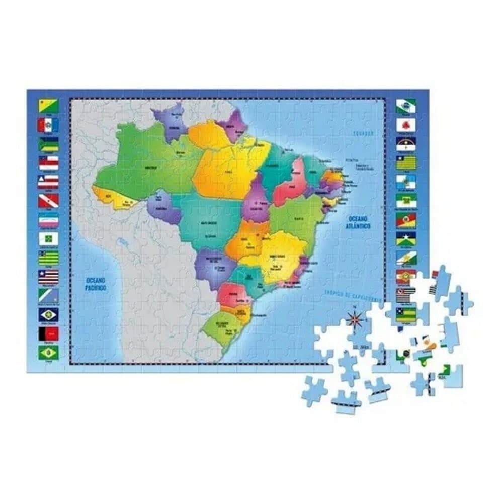 Puzzle Mapa do Brasil 250 Peças Toia - 50x35cm