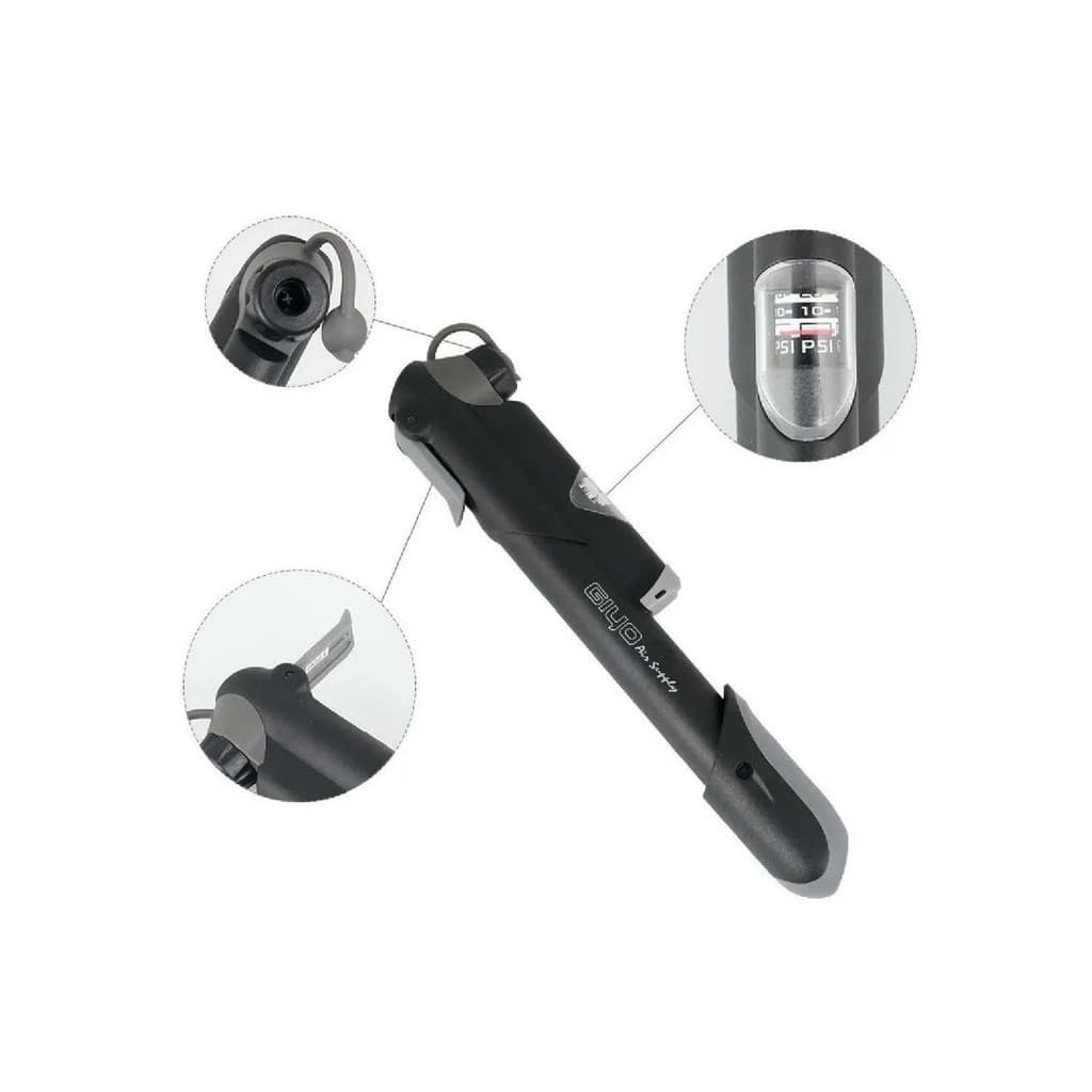 Bomba de Encher Pneu Bicicleta Mini GP41s Giyo com Manomêtro