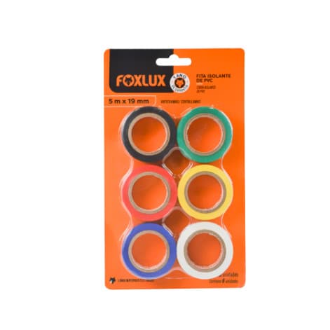 Kit de fita isolante colorida de PVC 5m x 19mm Foxlux  6 unidades