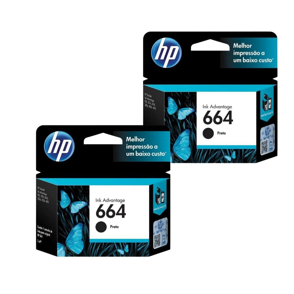Kit com 2 Cartuchos Hp 664 Preto - F6V29AB - Original