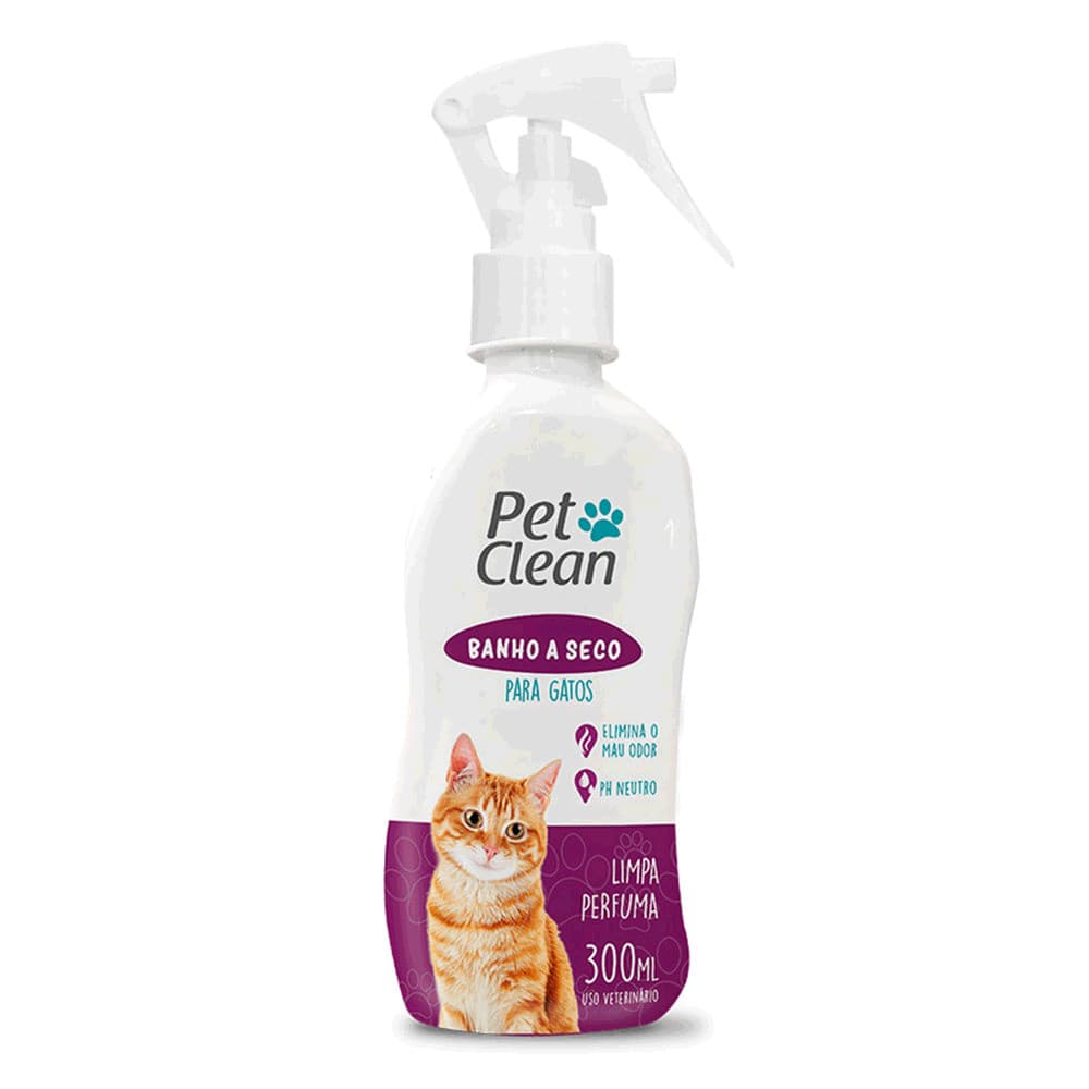 Banho A Seco Para Gatos Pet Clean Líquido 300 Ml Sem Enxágue