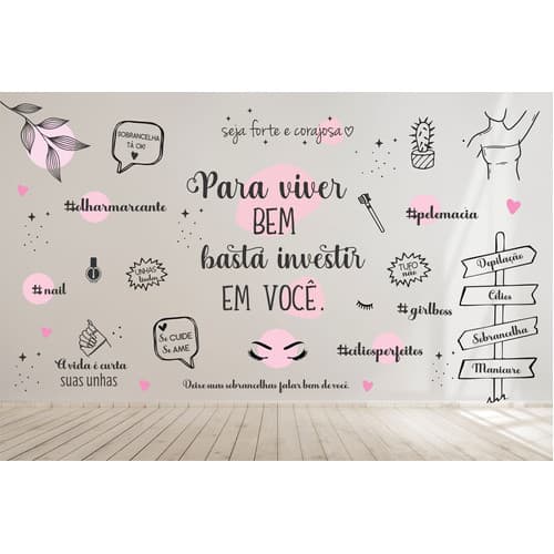 Adesivo de Parede Sobrancelha, Cílios, Depilação e Manicure Estética
