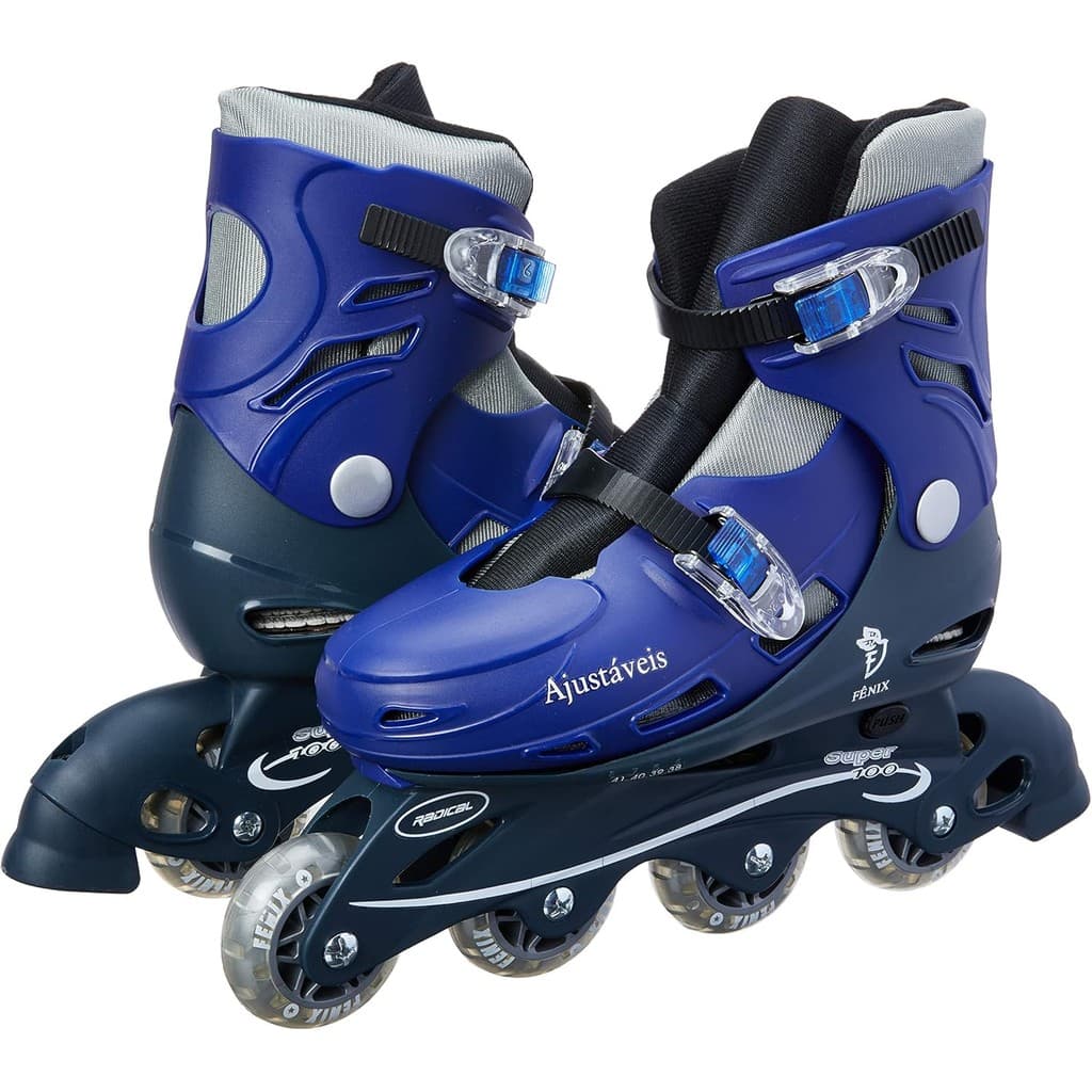 Patins Roller Ajustável In Line Com Acessórios Fenix