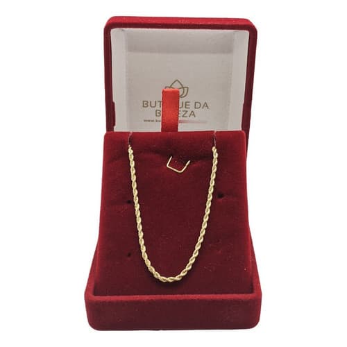Colar Gargantilha Cordão Torcido Folheado A Ouro 45cm - Semijoia de Luxo - Caixa Veludo