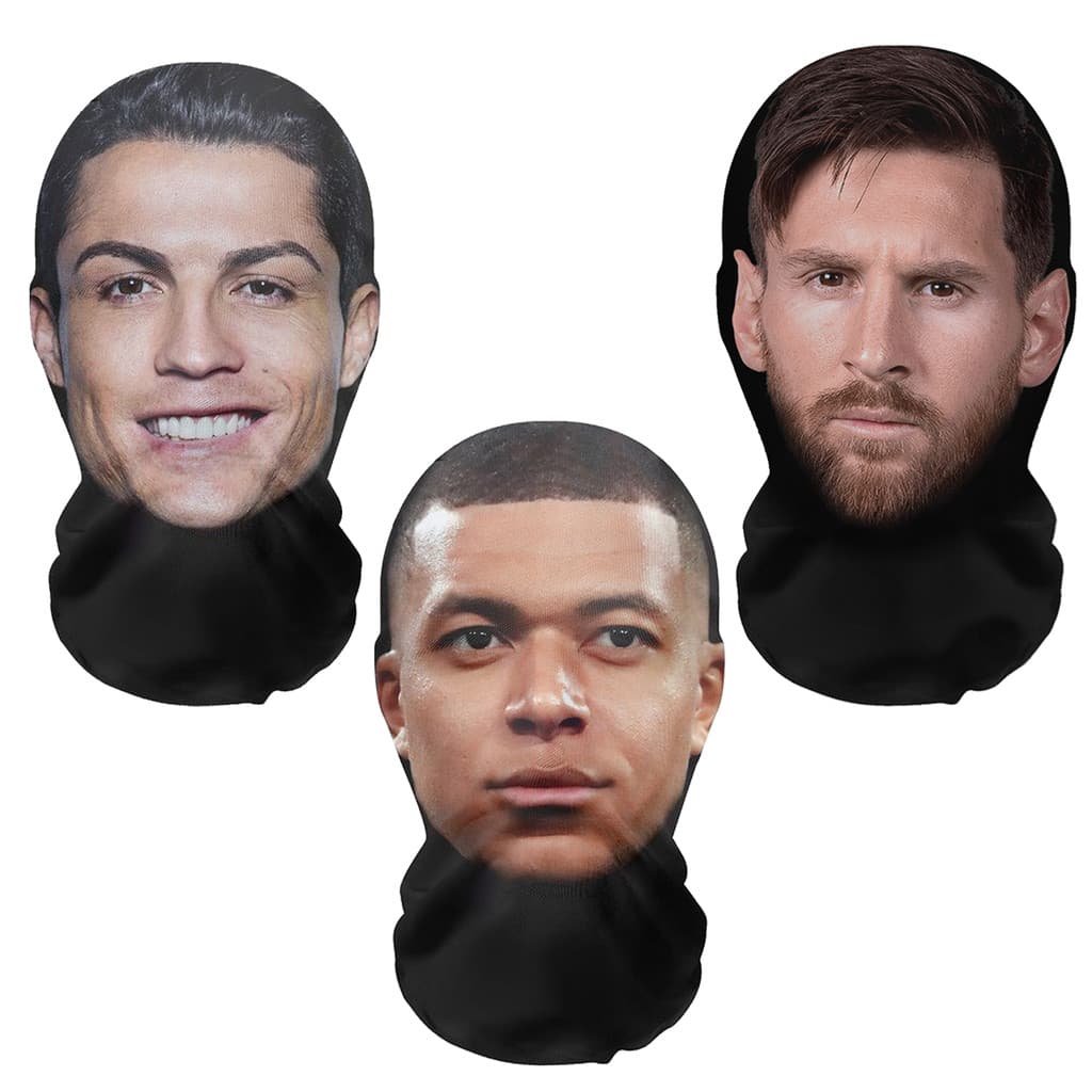 1PC Ronaldo Messi Simulação Máscaras 3D Rosto Cheio Máscara De Malha Criativo Role-playing Chapelaria Guarda-Sol Respirá