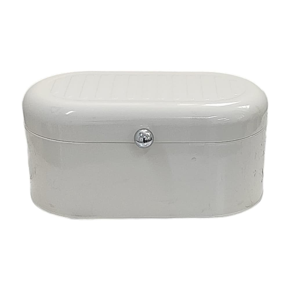 Porta pão De Metal Branco Perolado Com Pegador Inox - Isanog