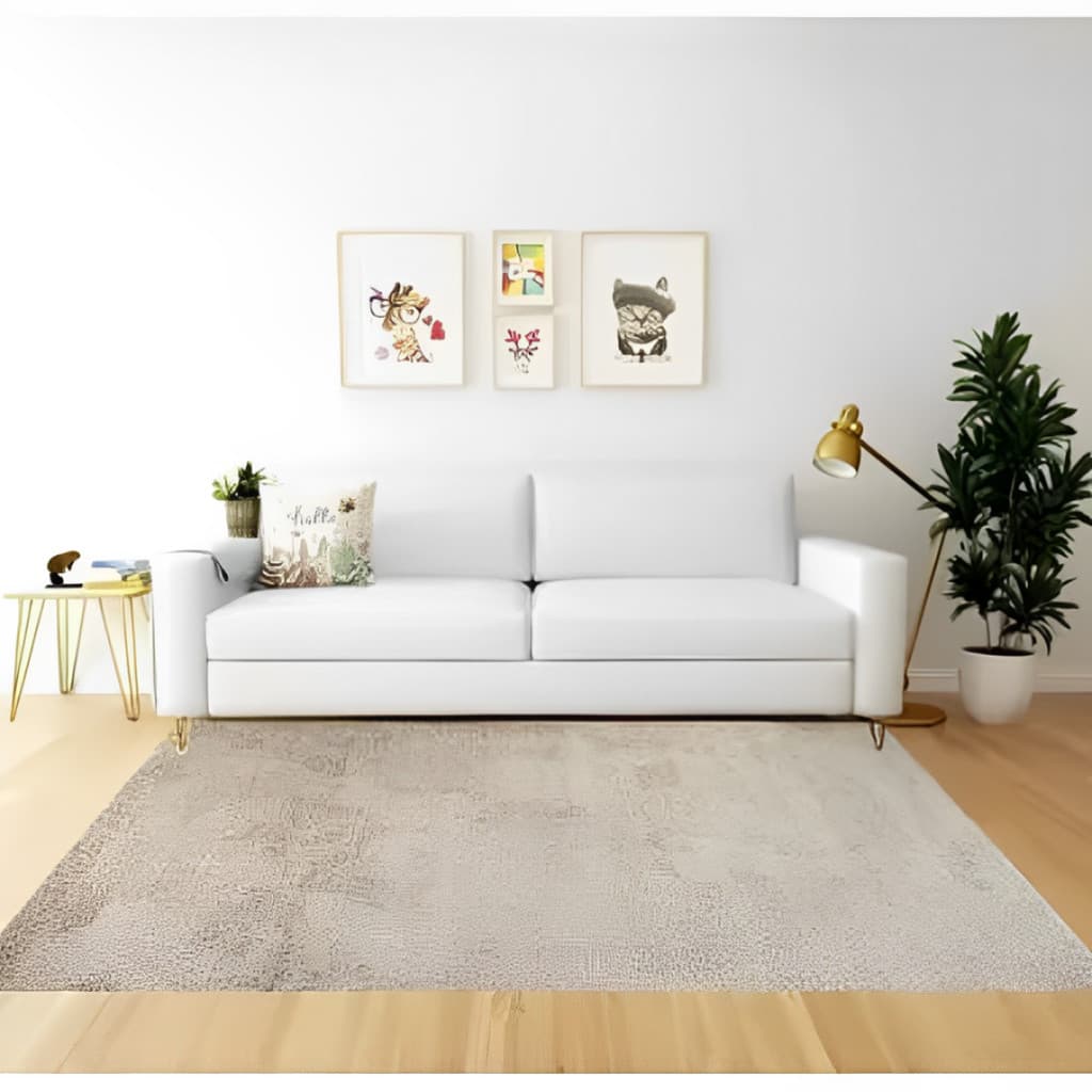 Tapete Sala Quarto Antiderrapante Macio Apolo Felpudo Pelo Baixo 150 x 200 Areia Bege