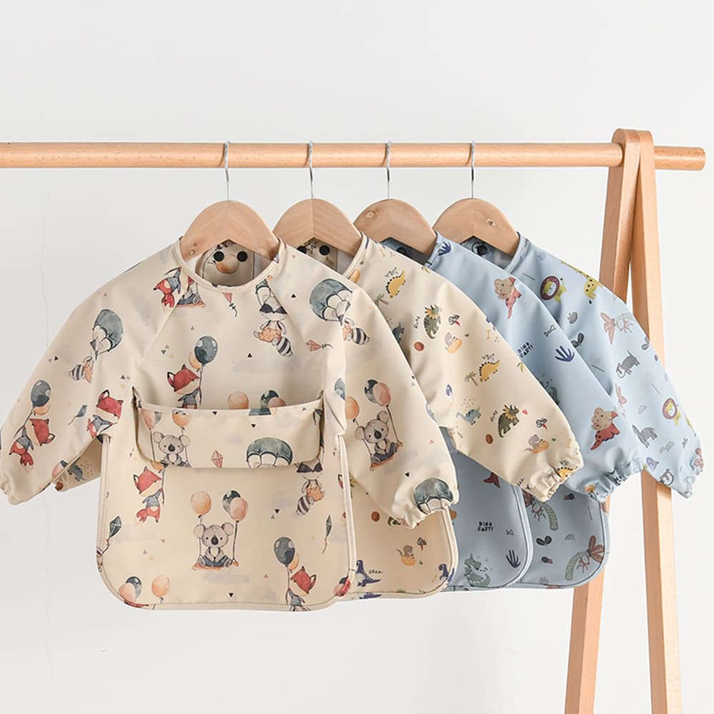 Nova Cor Dos Desenhos Animados usurpon Bebê Dinamarquês Comendo Roupas Babador De Manga Longa super Macio PU Infantil À