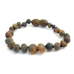 Pulseira de Âmbar Bebê Barroco Dark Green Não Polido