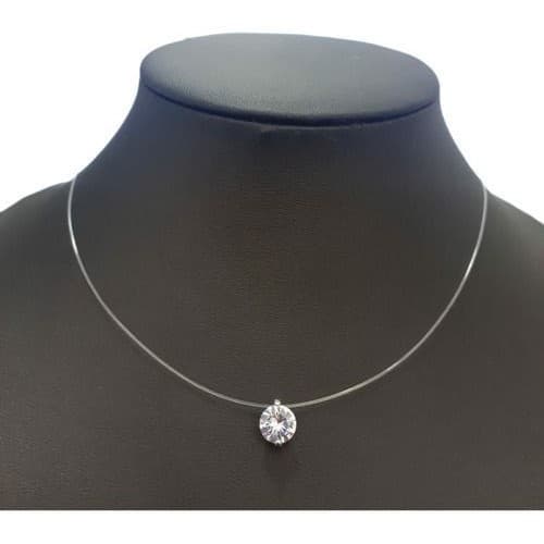 Colar feminino Gargantilha Ponto de Luz Fio de Nylon strass luxo