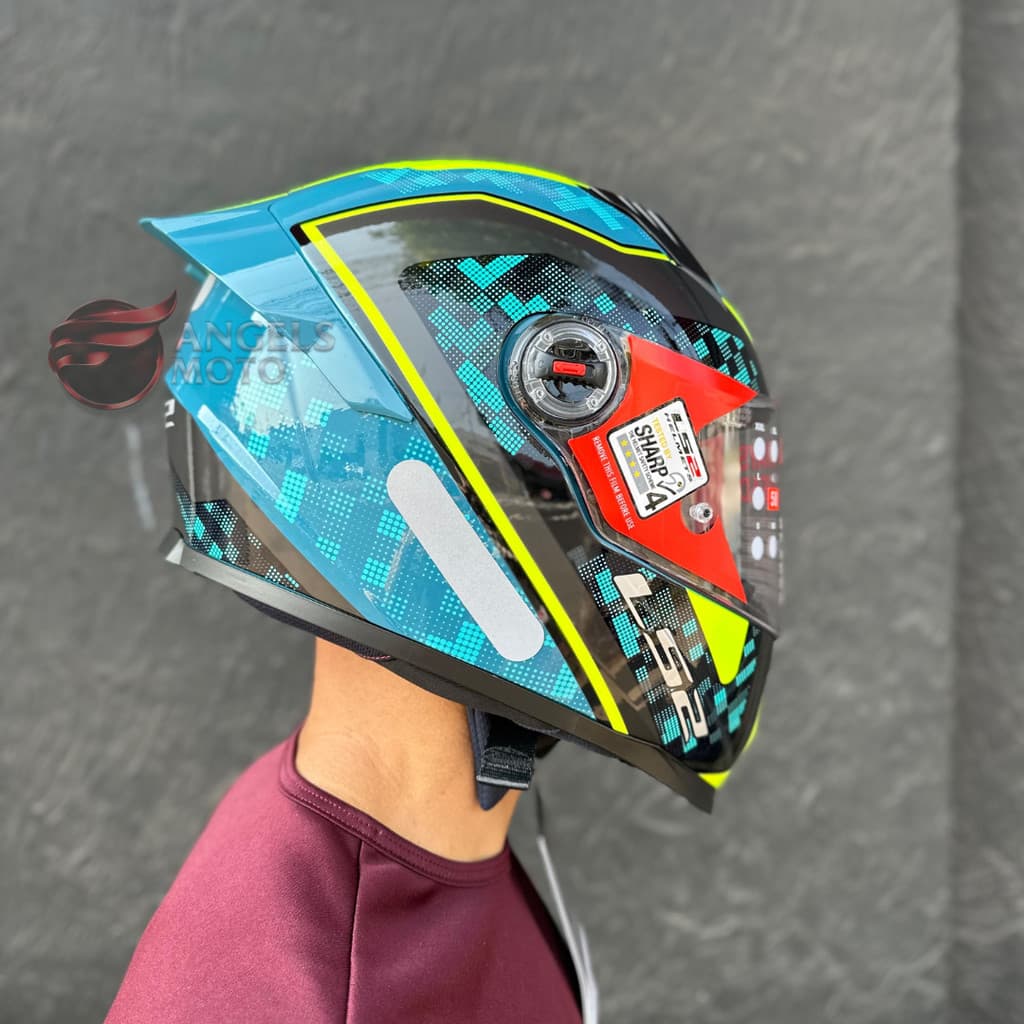 Capacete LS2 FF358 S Striker Blue HV Yellow