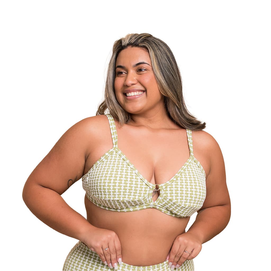 Top biquini em v com bojo plus size Carolgava Moda Praia E Fitness