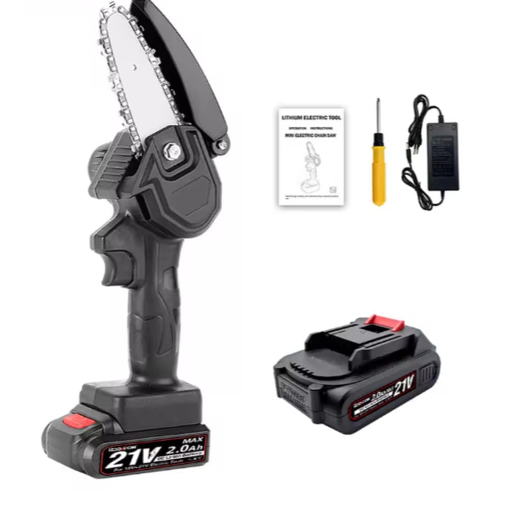Mini Motosserra 33cm a Bateria Sem Fio Recarregável para Corte de Galhos