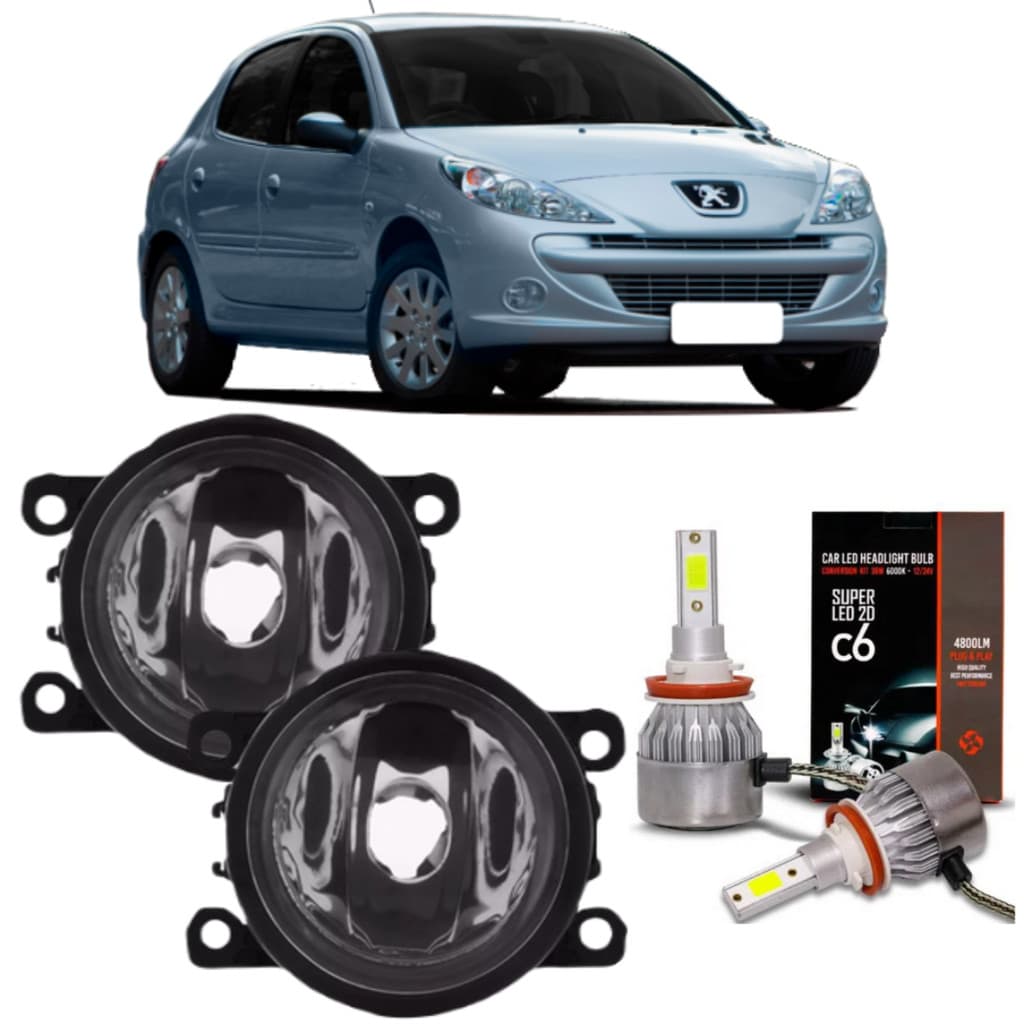 PAR FAROL MILHA PEUGEOT 207 2007 A 2014 E SUPER LED 2D