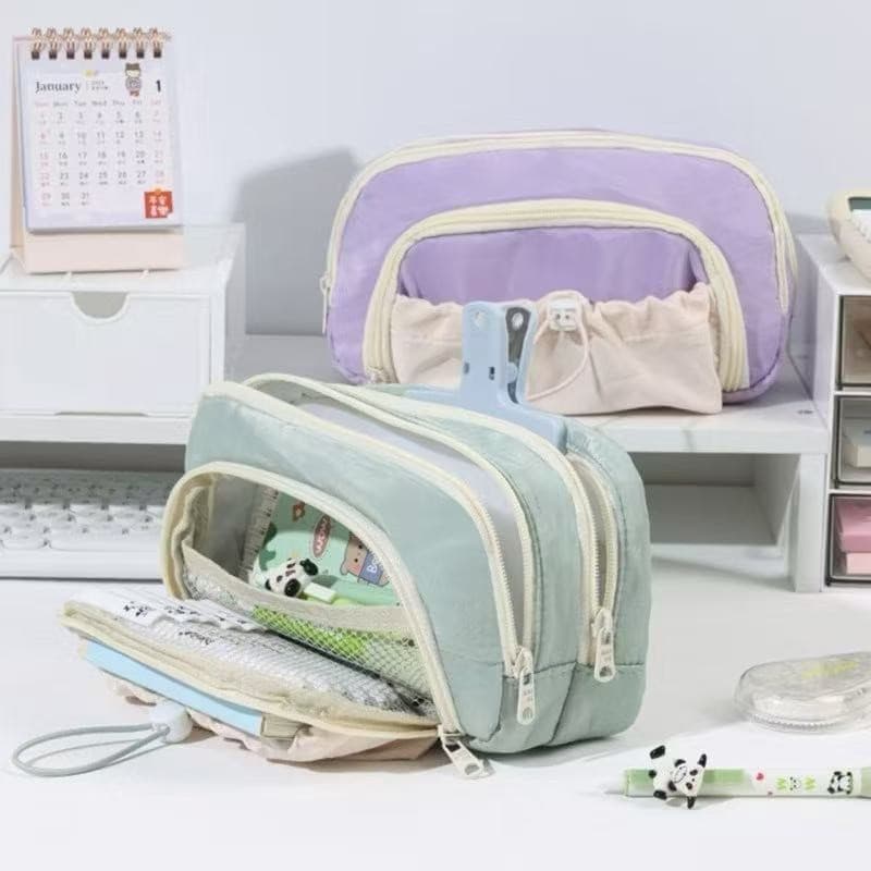 Estojo grande para lápis, bolsa de material escolar, bolsa de armazenamento de material de escritório, caixa de material